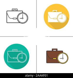 Work time icon. Flat design, linear and color styles. Working hours isolated vector illustrations Stock Vector