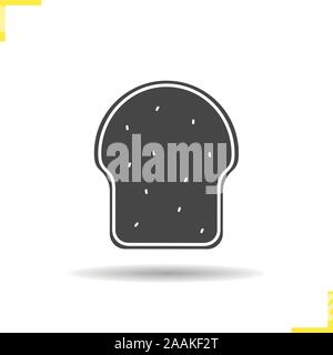 Toast icon. Drop shadow silhouette symbol. Sliced bread. Vector isolated illustration Stock Vector