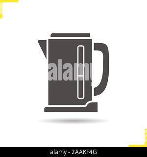 Electric kettle icon. Drop shadow silhouette symbol. Vector isolated illustration Stock Vector