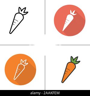 Carrot icon. Flat design, linear and color styles. Isolated vector illustrations Stock Vector
