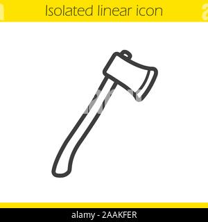 Ax linear icon. Camping equipment. Wood cutter thin line illustration. Hatchet contour symbol. Vector isolated outline drawing Stock Vector