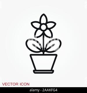 Flowerpot icon, vectorized plants in a pot, flower symbol Stock Vector