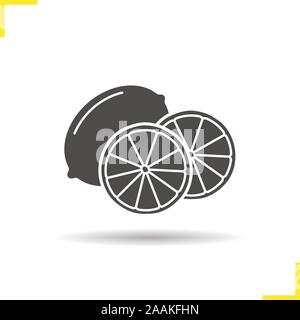 Lemon icon. Drop shadow orange silhouette symbol. Cutted lemon. Vector isolated illustration Stock Vector