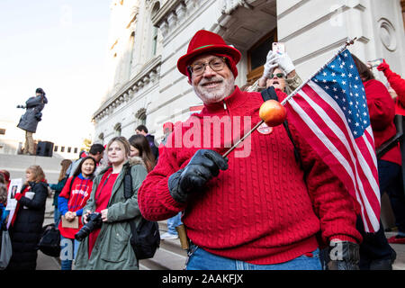 Indianapolis, Indiana, USA. 18th Nov, 2019. Over 15,000 teachers attended the RED for Ed Action Day at the Indiana Statehouse in Indianapolis, Indiana, on November 19, 2019 to support public education. Credit: Lora Olive/ZUMA Wire/Alamy Live News Stock Photo