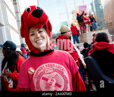Indianapolis, Indiana, USA. 18th Nov, 2019. Over 15,000 teachers attended the RED for Ed Action Day at the Indiana Statehouse in Indianapolis, Indiana, on November 19, 2019 to support public education. Credit: Lora Olive/ZUMA Wire/Alamy Live News Stock Photo