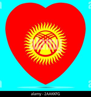 Kyrgyzstan Flag In Heart Shape Vector illustration Eps 10. Stock Vector