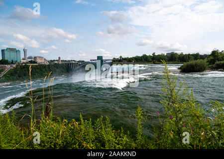 View of American Falls, a part of Niagara Falls, from Luna Island, Buffalo, New York, USA. Stock Photo