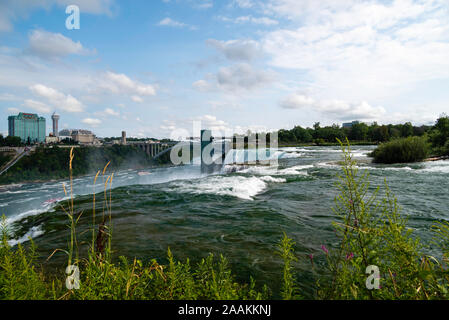 View of American Falls, a part of Niagara Falls, from Luna Island, Buffalo, New York, USA. Stock Photo