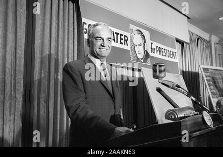 A 1964 Barry Goldwater Presidential Campaign Button Pin Stock Photo Alamy   Republican Presidential Candidate Barry Goldwater Us Senator From Arizona On Night Of New Hampshire Primary Photograph By Marion S Trikosko March 10 1964 2aakn63 