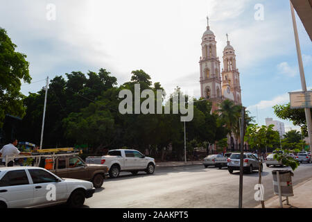 Culiacan, Sinaloa, Mexico - November 05 2019: Iconic Cathedral of the city of Culiacan, located in the center of the city, symbol of the main religion Stock Photo