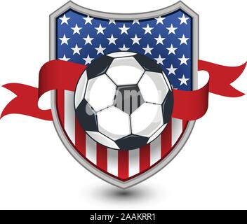 American Soccer Football Emblem Shield vector illustration. Stock Vector