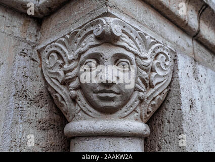 Neo-Romanesque style architectural element of Fisherman's Bastion in Budapest. Stock Photo