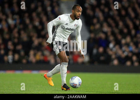 London, UK. 22nd Nov, 2019. Denis Odoi of Fulham in action. EFL Skybet championship match, Fulham v Queens Park Rangers at Craven Cottage in London on Friday 22nd November 2019. this image may only be used for Editorial purposes. Editorial use only, license required for commercial use. No use in betting, games or a single club/league/player publications. pic by Steffan Bowen/Andrew Orchard sports photography/Alamy Live news Credit: Andrew Orchard sports photography/Alamy Live News Stock Photo