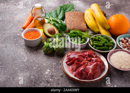 Food rich in folic acid Stock Photo