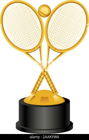 trophy cup with rackets and ball tennis vector illustration design ...