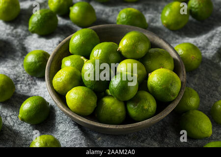 Raw Green Organic Key Limes Ready to Eat Stock Photo