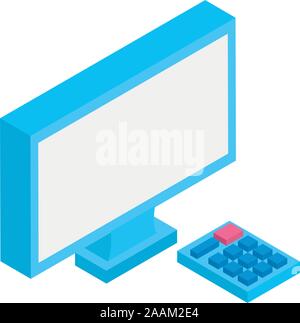 desktop computer with calculator devices Stock Vector