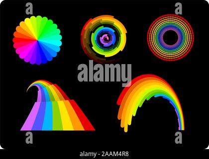 Rainbows set vector illustration collection. Stock Vector