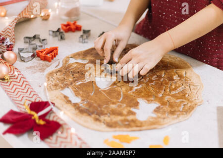 Making gingerbread cookies for Christmas, closeup shot Stock Photo