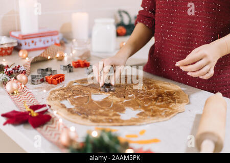 Homemade angel shaped gingerbread biscuits, closeup shot Stock Photo
