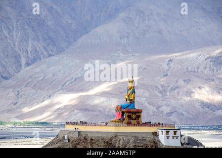 Diskit monastery in Nubra valley, Ladakh, northern India Stock Photo
