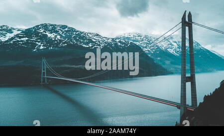 Aerial photo of a bridge in Norway Stock Photo