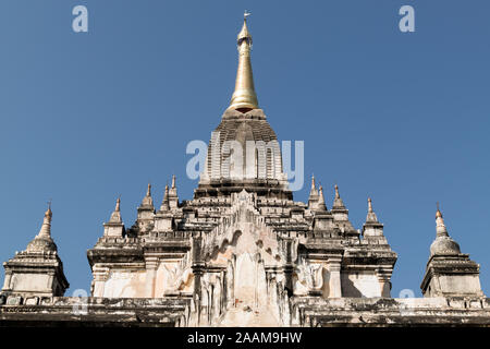 Roof detail of Gawdawpalin Temple in Bagan archaeological zone. This is a famous buddhist temple, built in the mid-12th century. Stock Photo