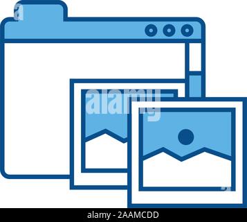 folder file pictures internet line and fill style illustration Stock Vector