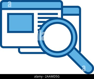 website analysis internet line and fill style illustration Stock Vector
