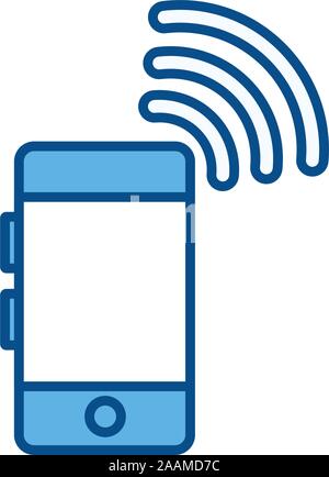 smartphone signal internet line and fill style illustration Stock Vector