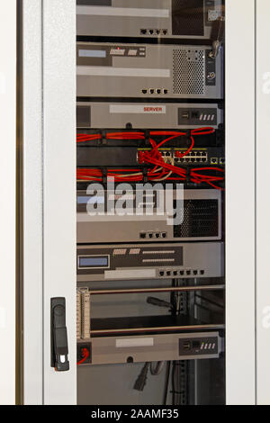 Rack mounted server and network communication hub Stock Photo - Alamy
