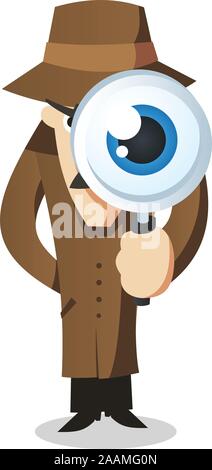 Magnifying glass examining a human eye representing vision research and ...