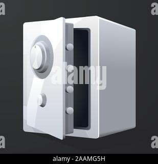 Safe Box Vaulted Door Safe Deposit Bank, vector illustration cartoon. Stock Vector