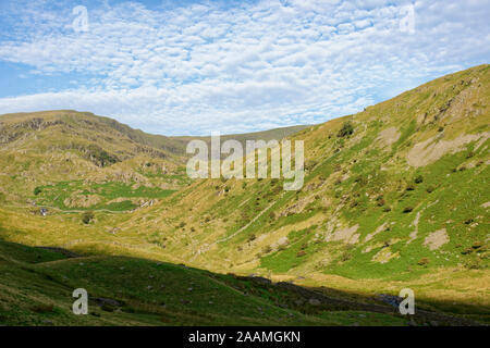 Mardale Ill Bell & Pilot Crag (left), Rough Crag (right) High Street (centre top) from near Mardale Head car park, Haweswater, Cumbria Stock Photo