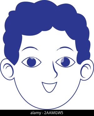 young man face icon, blue design Stock Vector
