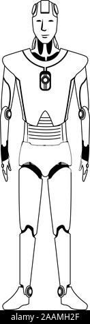 robot standing icon, flat design Stock Vector