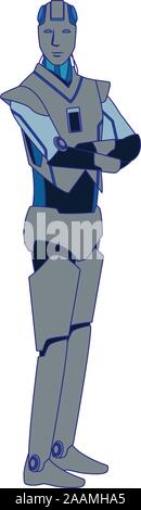 robot standing icon, flat design Stock Vector