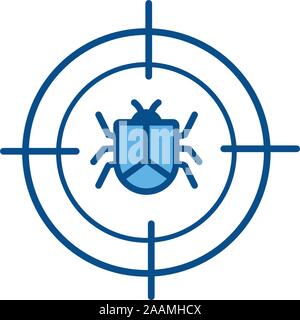 virus attack internet line and fill style illustration Stock Vector