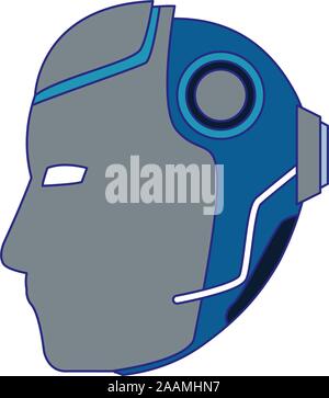 side view of robotic head icon, flat design Stock Vector