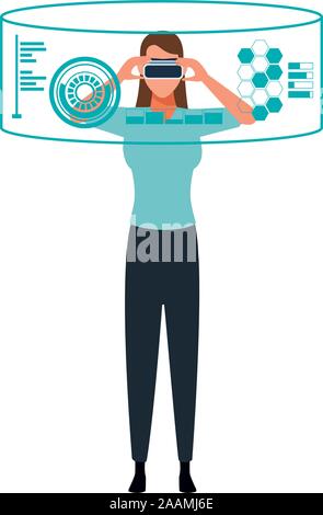 woman using technology of augmented reality vector design Stock Vector