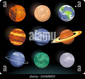 Solar system cartoon planets Stock Vector
