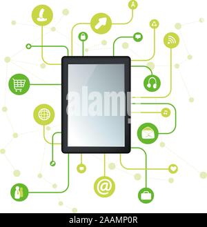 Digital tablet with apps icons Stock Vector