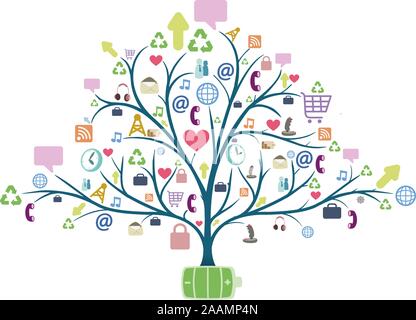 tree with communication icons. Vector illustration. Stock Vector