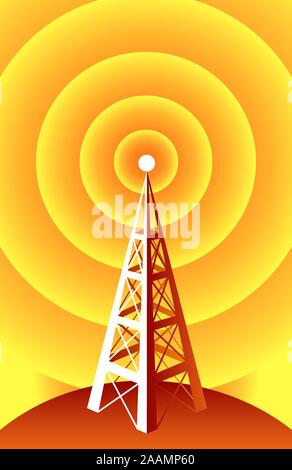 Wireless Technology radio tower. Stock Vector