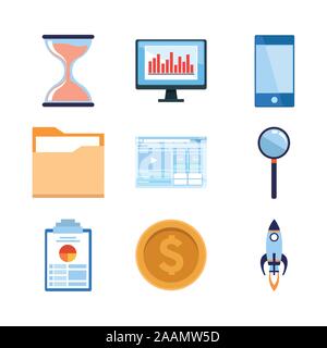 business related icons set, colorful design Stock Vector