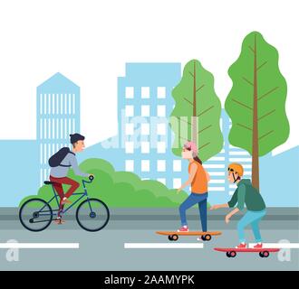 People with vehicles vector design Stock Vector