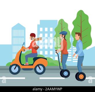 People with vehicles vector design Stock Vector