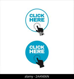 Click Here Button with Hand Icon. Vector Click Web Sign Cursor Symbol Stock  Vector - Illustration of cursor, pointer: 147322650