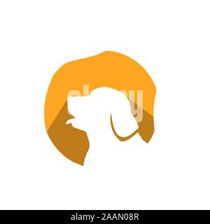 silhouette of golden retriever dog logo vector. stylish golden retriever letter with dog head element design concept Stock Vector