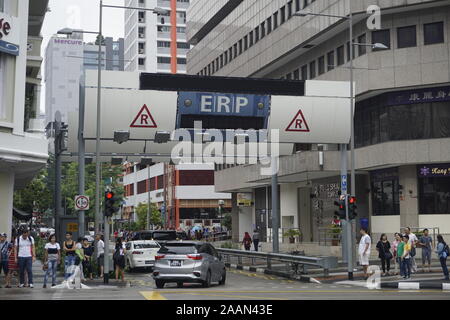 Electronic Road Pricing (ERP) gate in Singapore. Electronic toll collection. Stock Photo